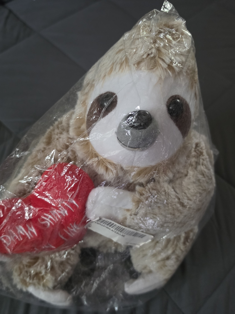 Adorable Plush Sloth Holding Red Heart